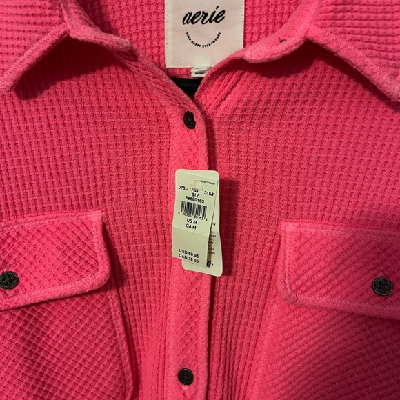 NWT Aerie Button up sweater hot pink - Picture 3 of 4